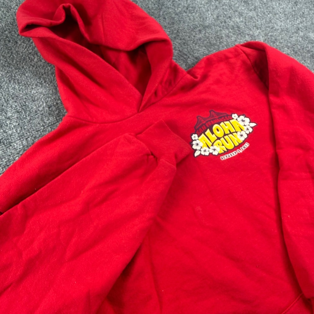 VTG Hanes Hoodie Youth XL Red Aloha Run San Francisco 2013 Graphic Pullover Mens